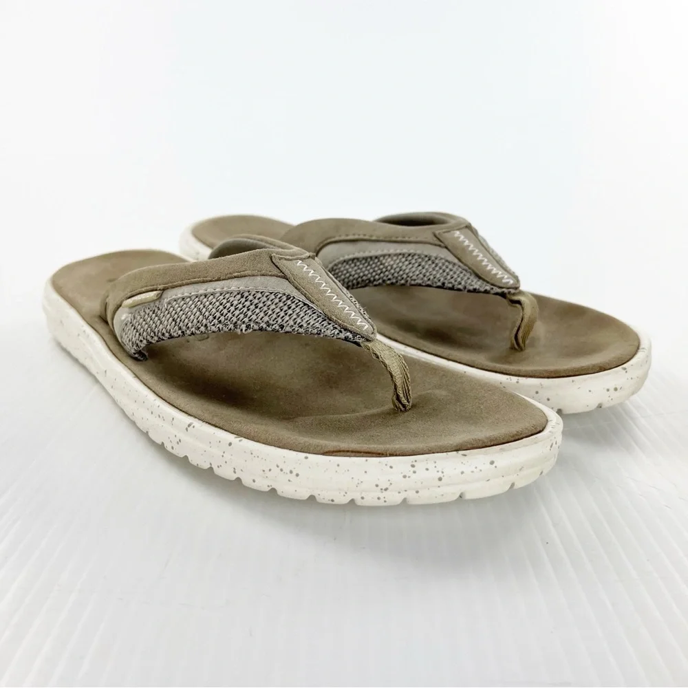 Hey Dude Flinn Sox Brown Slip On Thong Flip Flop Sandals Shoes - Picture 2 of 6
